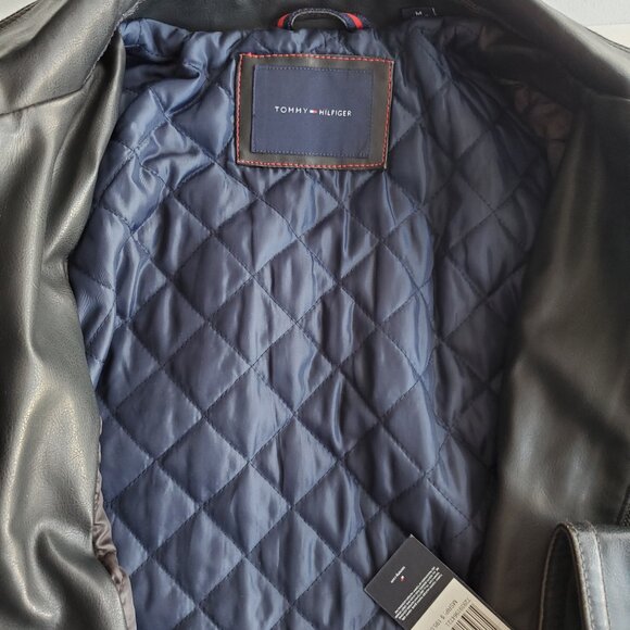 Tommy Hilfiger Men's Faux Leather Bomber Style Jacket - Medium - Dark Brown NWTS - Picture 5 of 9